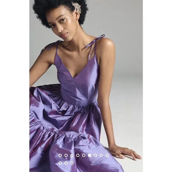 New Anthropologie Bloni Tiered Shine Dress Size Small - Picture 2 of 9